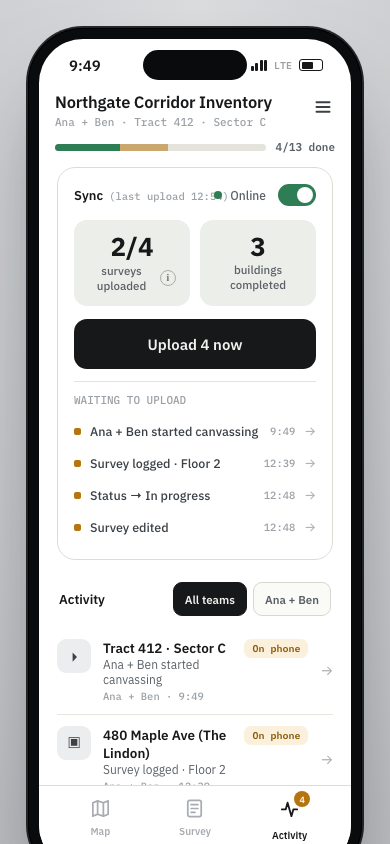 July 3 prototype Activity upload dashboard